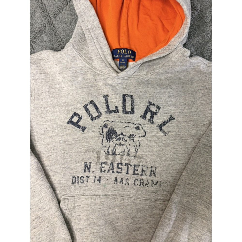 Polo Ralph Lauren Pullover Graphic Gray Youth Boys Med 10-12 RARE